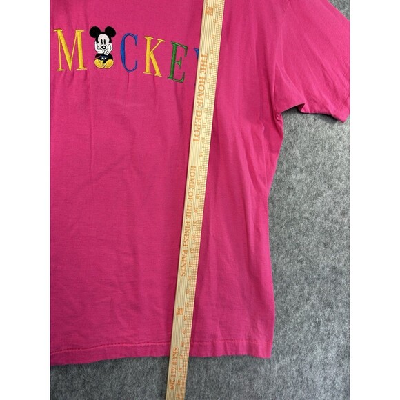 Vintage Mickey & Co. Embroidered Mickey Mouse Pink T-Shirt Size XL Made In USA - Picture 8 of 10
